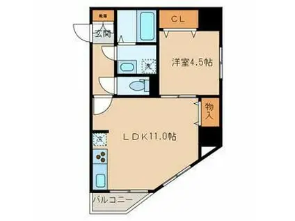 アルテール東日本橋(1LDK/8階)の間取り写真