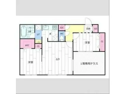 BERLINETTA イースト(2LDK/1階)の間取り写真