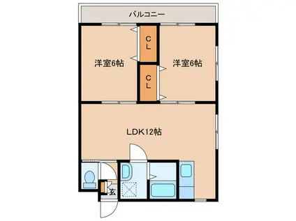 セルリアンビレッジハイツ(2LDK/3階)の間取り写真