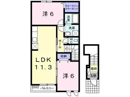 ジュピター&M(2LDK/2階)の間取り写真