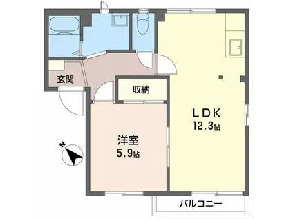 フレグランス・FOREVER(1LDK/1階)の間取り写真