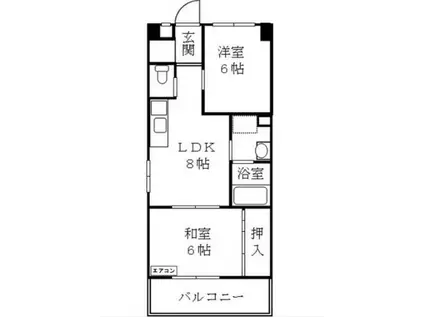 シャンボール朝日(2LDK/8階)の間取り写真