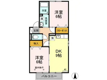 リビングタウン安積 A(2DK/2階)の間取り写真
