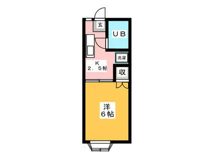 パールハイツI(1K/2階)の間取り写真