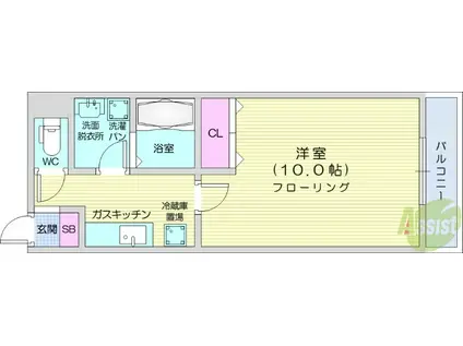 RESIDENZ.S.S(1K/2階)の間取り写真