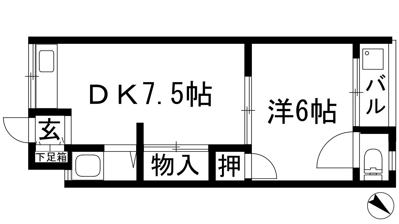 小野マンション(1DK/1階)の間取り写真