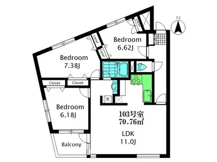 カーサ デ ロルモ(3LDK/1階)の間取り写真