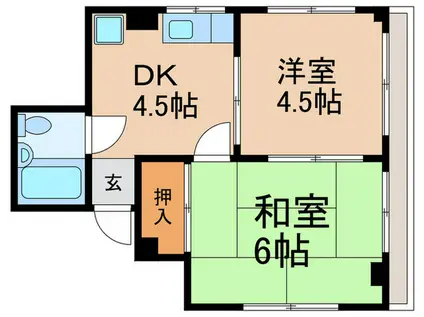 泰平ビル(2DK/4階)の間取り写真
