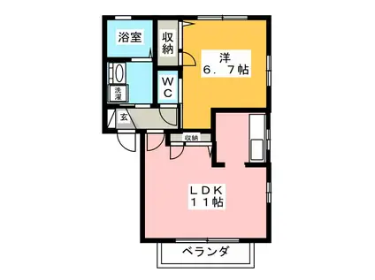 ディアコート A(1LDK/1階)の間取り写真