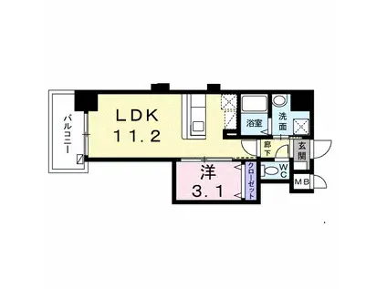 ルピナス天神(1LDK/4階)の間取り写真