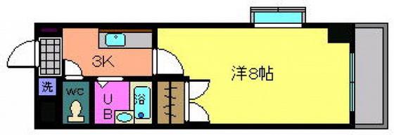 メルベーユ8番館(1K/1階)の間取り写真