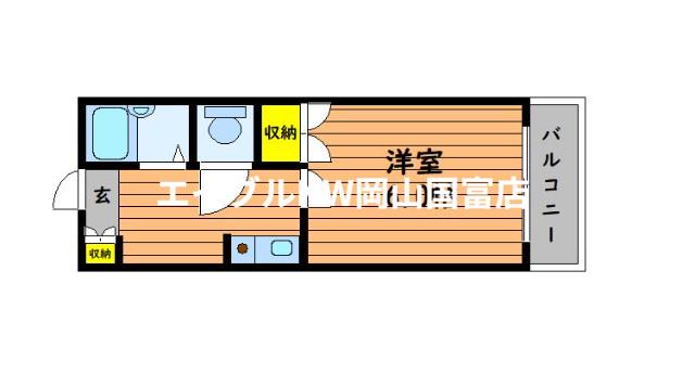 サンシャインα(1K/2階)の間取り写真
