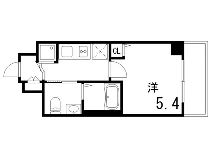 ラ・ティーダ御影(1K/5階)の間取り写真