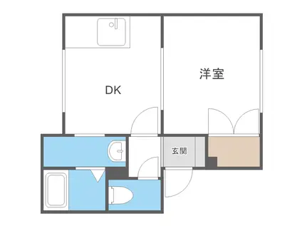 アークヴィラージュ(1DK/2階)の間取り写真