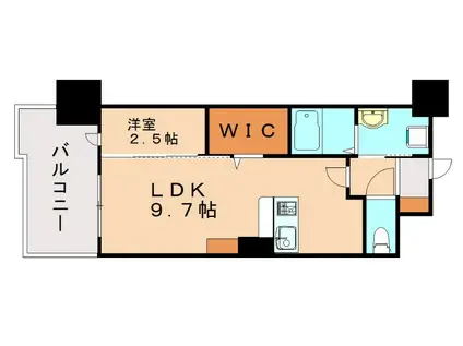 グランヒルズ三萩野(1LDK/5階)の間取り写真