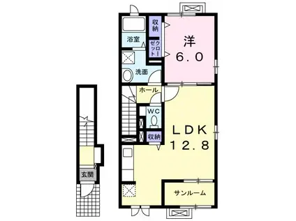 JR鹿児島本線 八代駅 バス乗車時間:27分 最寄りバス停で下車 徒歩7分 2階建 築7年(1LDK/2階)の間取り写真