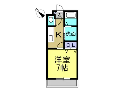 CASABIANCA I(1K/1階)の間取り写真