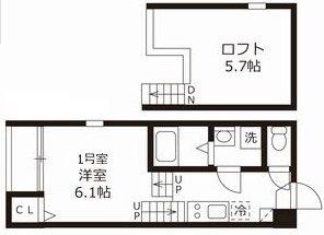 ハーモニーテラス鶴田II(1SK/2階)の間取り写真