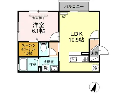 ヴィユー・フォレ(1LDK/2階)の間取り写真
