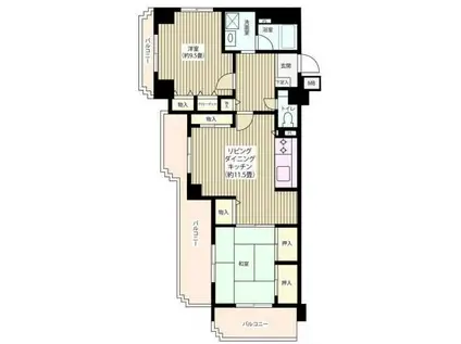 ヴェルデ武蔵野(2LDK/3階)の間取り写真