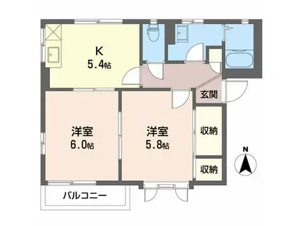 DIAS OANA A棟(2K/1階)の間取り写真