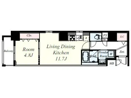 ミラノ堺筋(1LDK/5階)の間取り写真