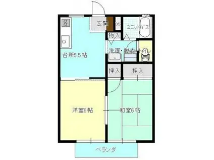 サンシャイン川口A棟(2DK/1階)の間取り写真