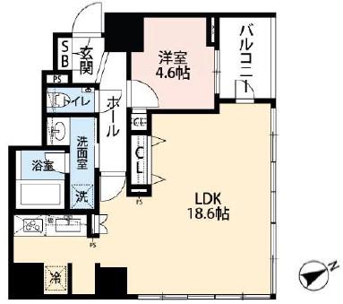 オープンレジデンシア南青山骨董通(1LDK/12階)の間取り写真