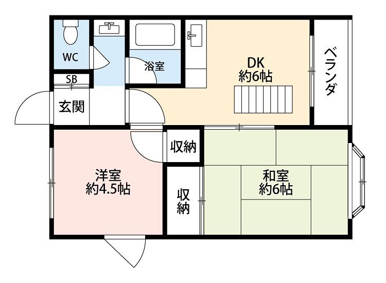 野村マンション(2DK/2階)の間取り写真