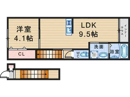 豊中市蛍池中町アパート(1LDK/2階)の間取り写真