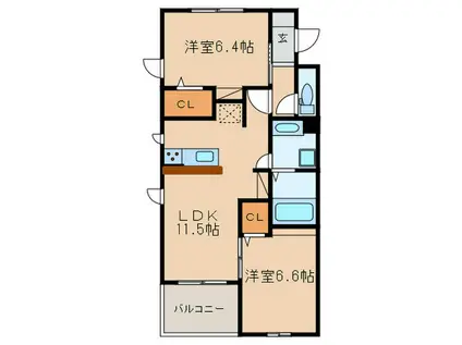 メゾン アネスト(2LDK/2階)の間取り写真