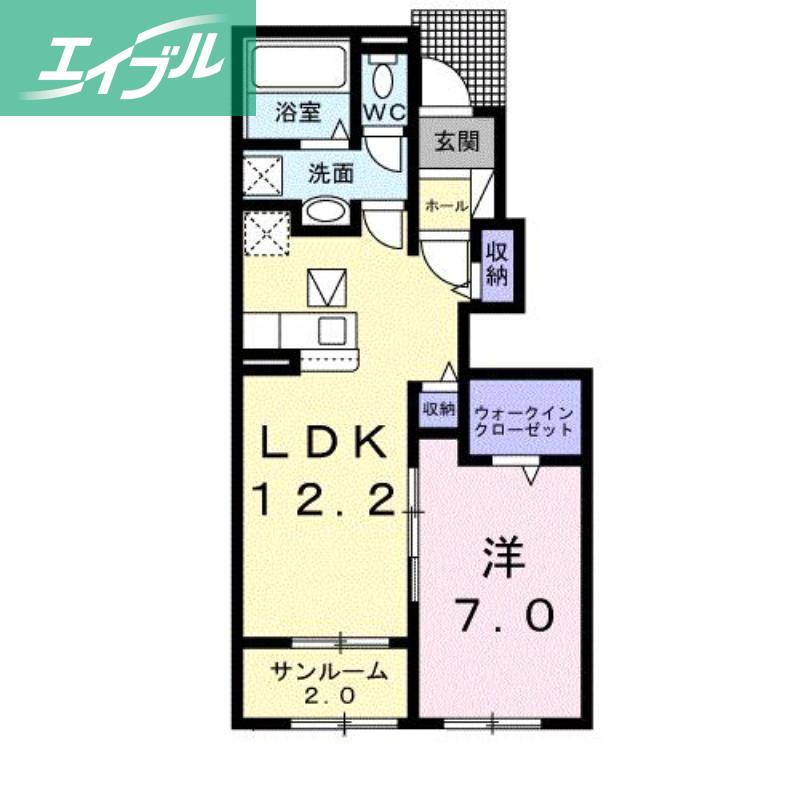 プライムローズ ガーデンII(1LDK/1階)の間取り写真