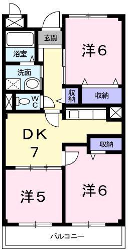 シャルマン今宿(3DK/2階)の間取り写真