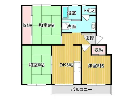 大翔山の口ビル(3DK/1階)の間取り写真