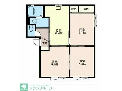 イル・デ・パン A(3DK/1階)の間取り写真