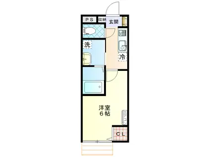 レジデンス平山(1K/1階)の間取り写真