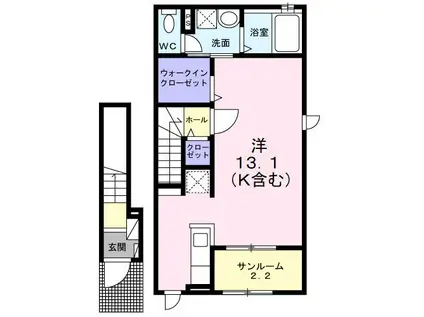 ラッフィナート水落(ワンルーム/2階)の間取り写真