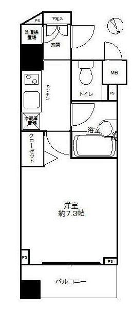 パレステュディオ御茶ノ水(1K/2階)の間取り写真