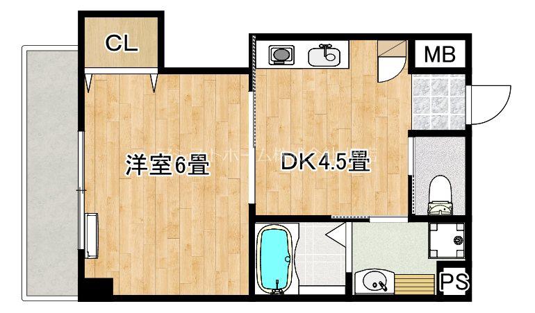 ロイヤルガーデン堺(1DK/4階)の間取り写真