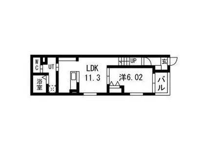 リヴェール元中野II(1LDK/2階)の間取り写真