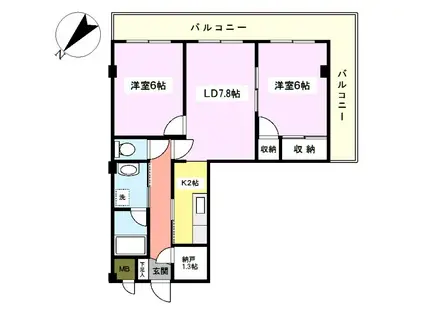 パレス南光(2LDK/3階)の間取り写真