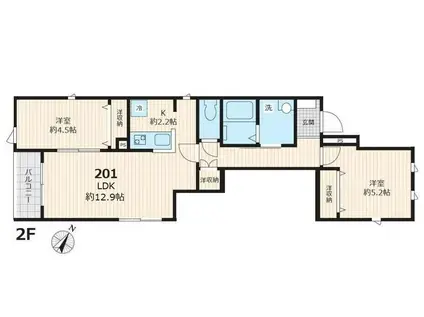 メゾン ド アッシュ(2LDK/2階)の間取り写真