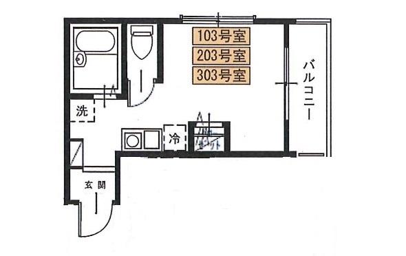 MELDIA平井(1K/2階)の間取り写真