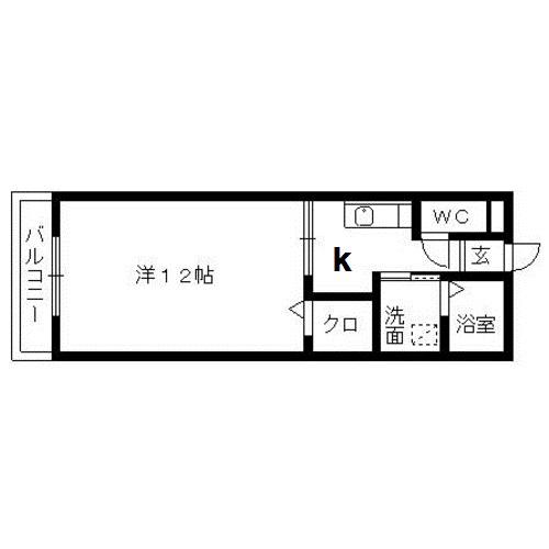 ルミエール・メイ(1K/1階)の間取り写真
