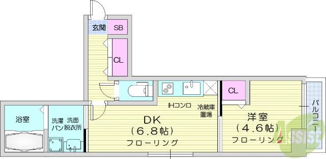 アバンティ宮町(1DK/3階)の間取り写真