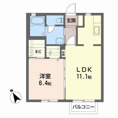 シャーメゾン・シュシュII(1LDK/2階)の間取り写真