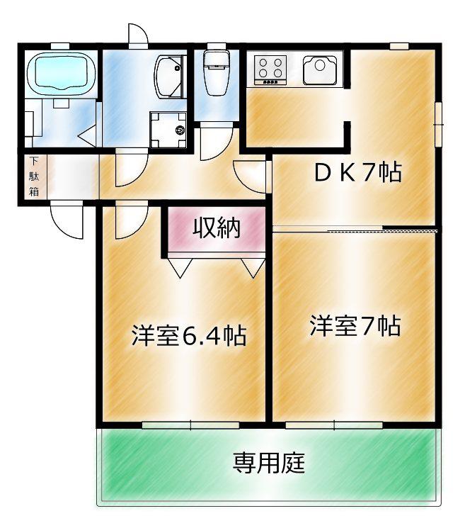 サクラ22(2DK/1階)の間取り写真