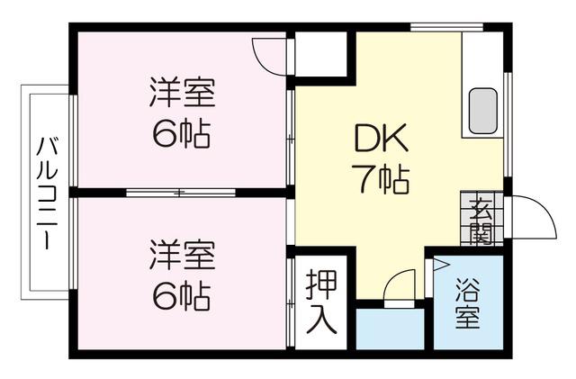 コーポレイ(2DK/1階)の間取り写真