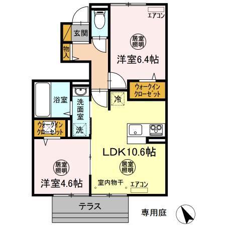 ベルカーサ(2LDK/1階)の間取り写真
