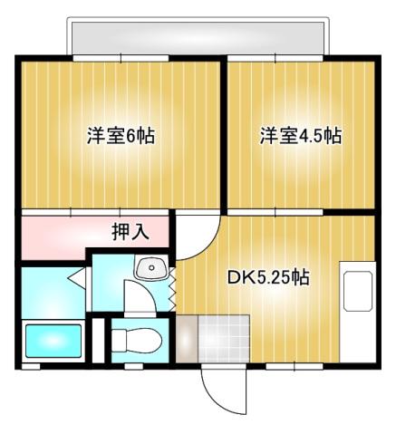 古谷ハイツ(2DK/2階)の間取り写真